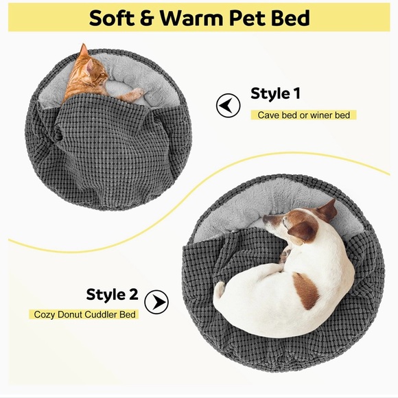 Pet Bed w/Attached Hood for Small Dogs or Cats, Soft Plush Cozy. New in package - Picture 5 of 9